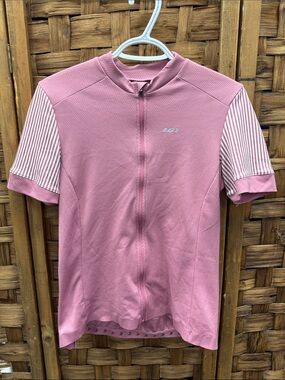 Louis Garneau Pink Short Sleeve Cycling Jersey with Striped Sleeves